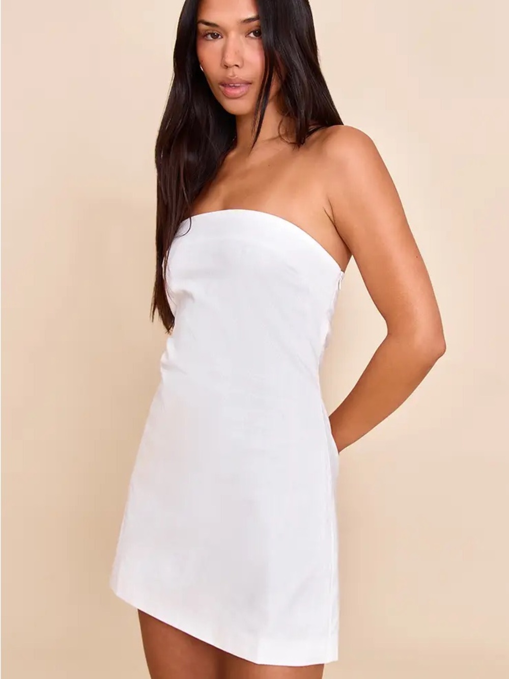 PrettyLittleThing White Strapless Mini Dress